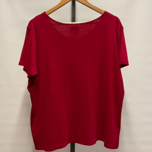 Jason Maxwell Red Studded Short Sleeve Top - Size 1X - Picture 6 of 8